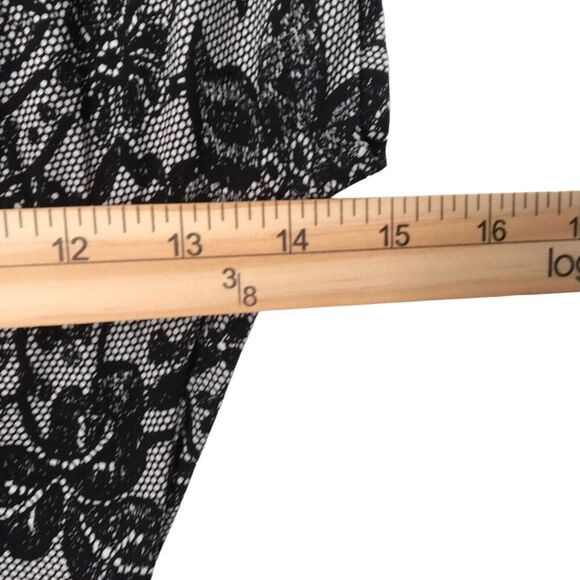 Motherhood Maternity Dress Size Small Black Grey Floral Short Cap Sleeves Midi - Picture 8 of 12